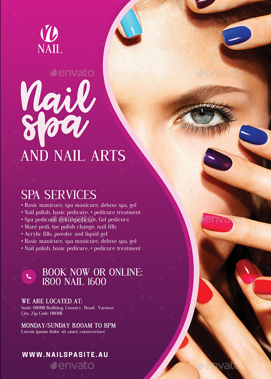 Nail Salon Services Flyer, Print Templates GraphicRiver
